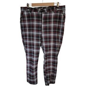 LIKE AN ANGEL Black White Red Plaid Front Zip Stretch Womens Pants 3X